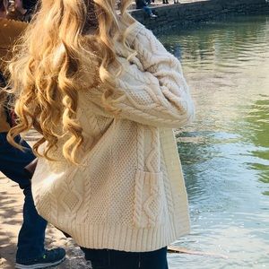 Exclusive hand knitted wool cardigan